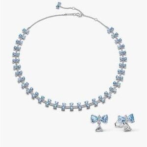 Pandora - Brighton Light Blue Bow Crystal Necklace and Earrings Set and ring